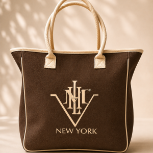 HML New York Tote -Brown/Cream trim Jute