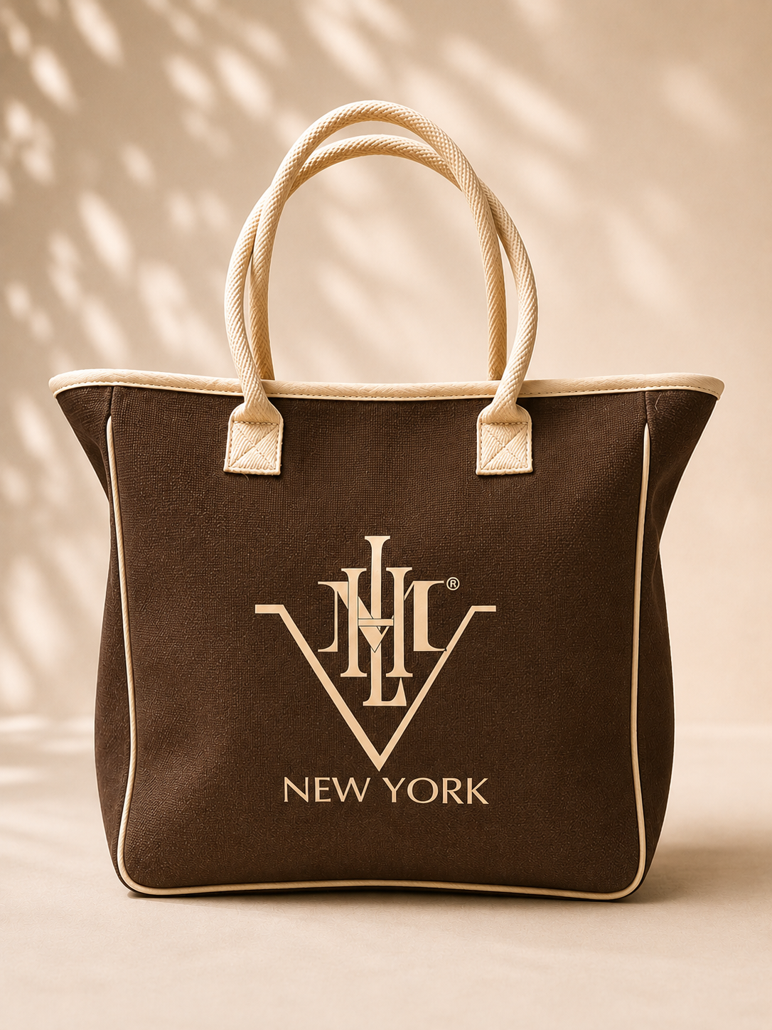 HML New York Tote -Brown/Cream trim Jute