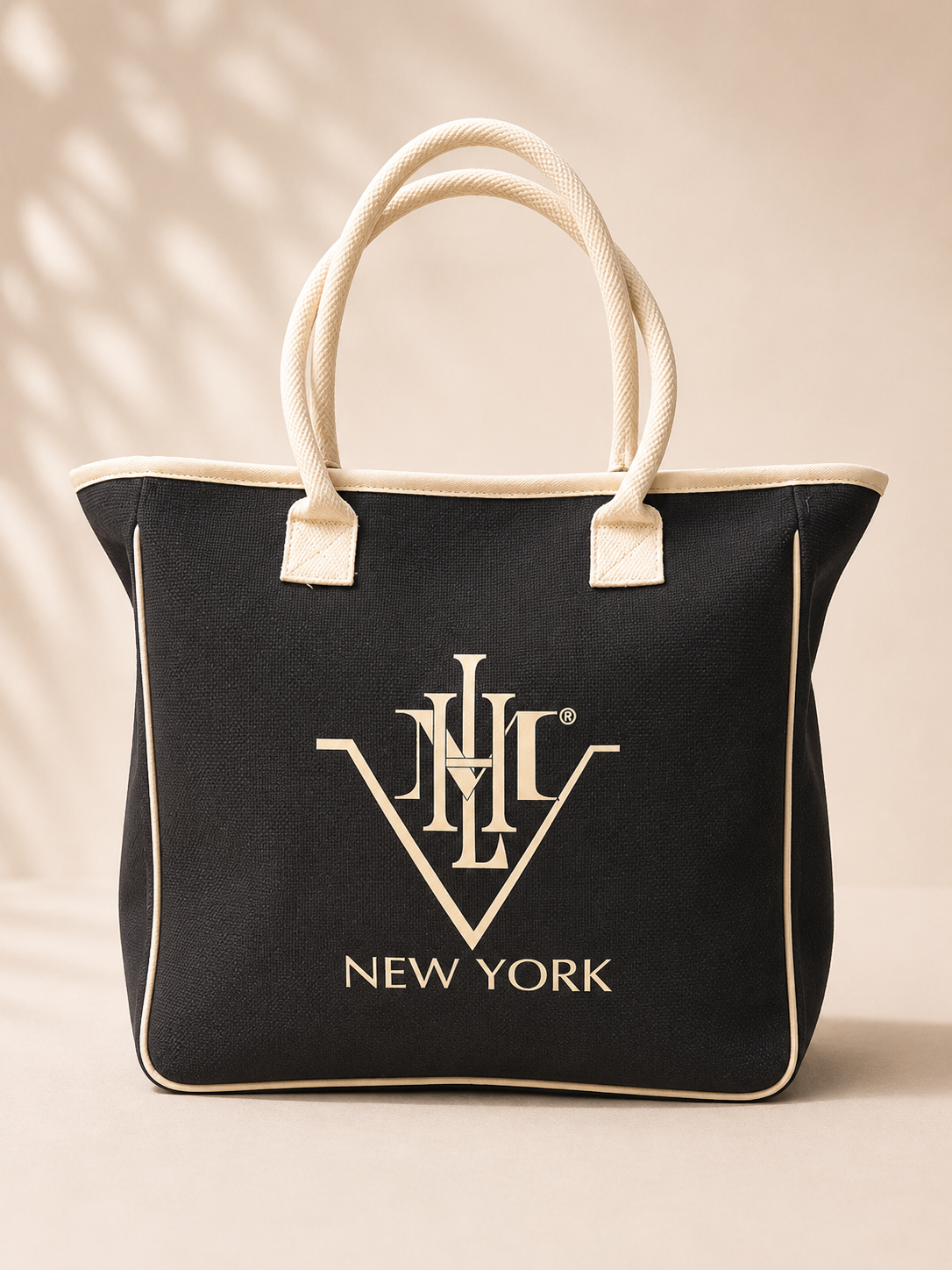 HML New York Tote -Lime Black/Cream trim Jute
