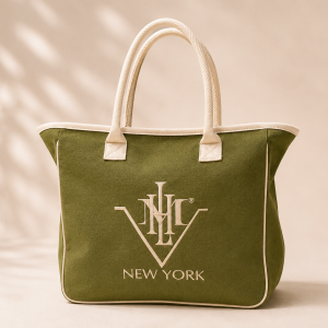 HML New York Tote -Lime Green/Cream trim Jute