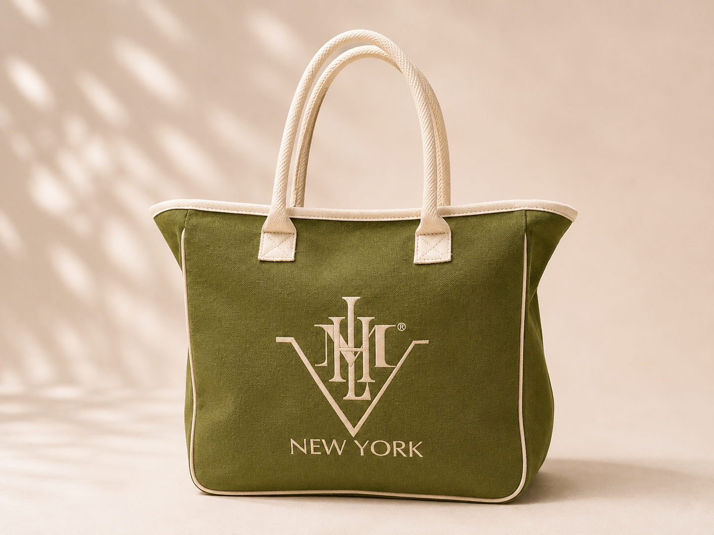 HML New York Tote -Lime Green/Cream trim Jute