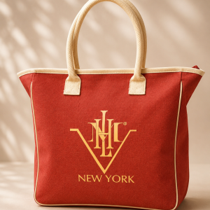 HML New York Tote -Red/Cream trim Jute
